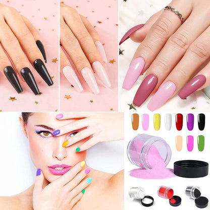 Acrylic powder set displayed for French manicure application