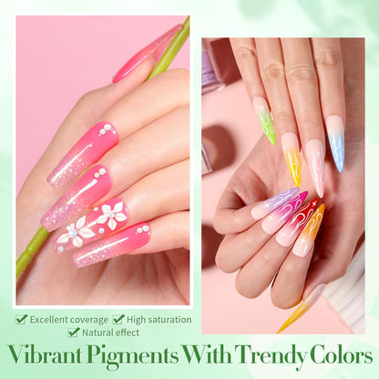 Nude and bright acrylic nail powder set for French manicure
