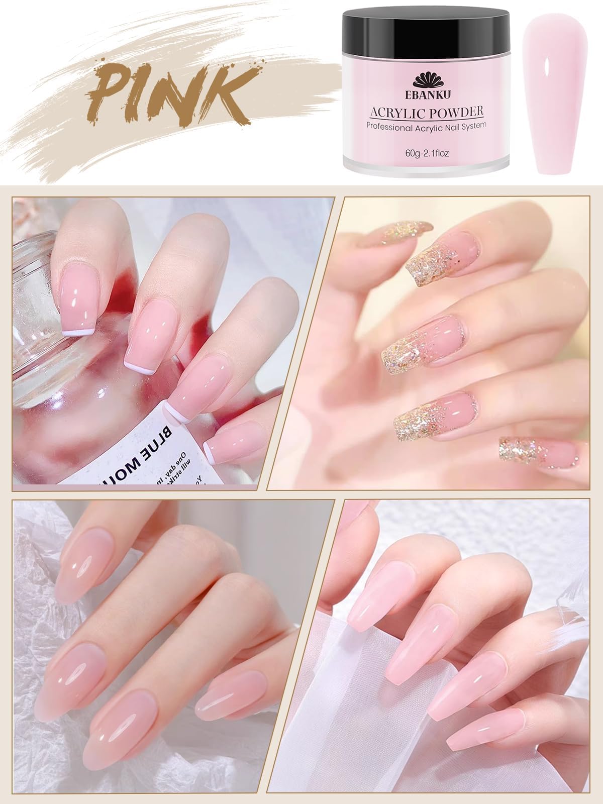 Ebanku professional nail carving acrylic powder jars