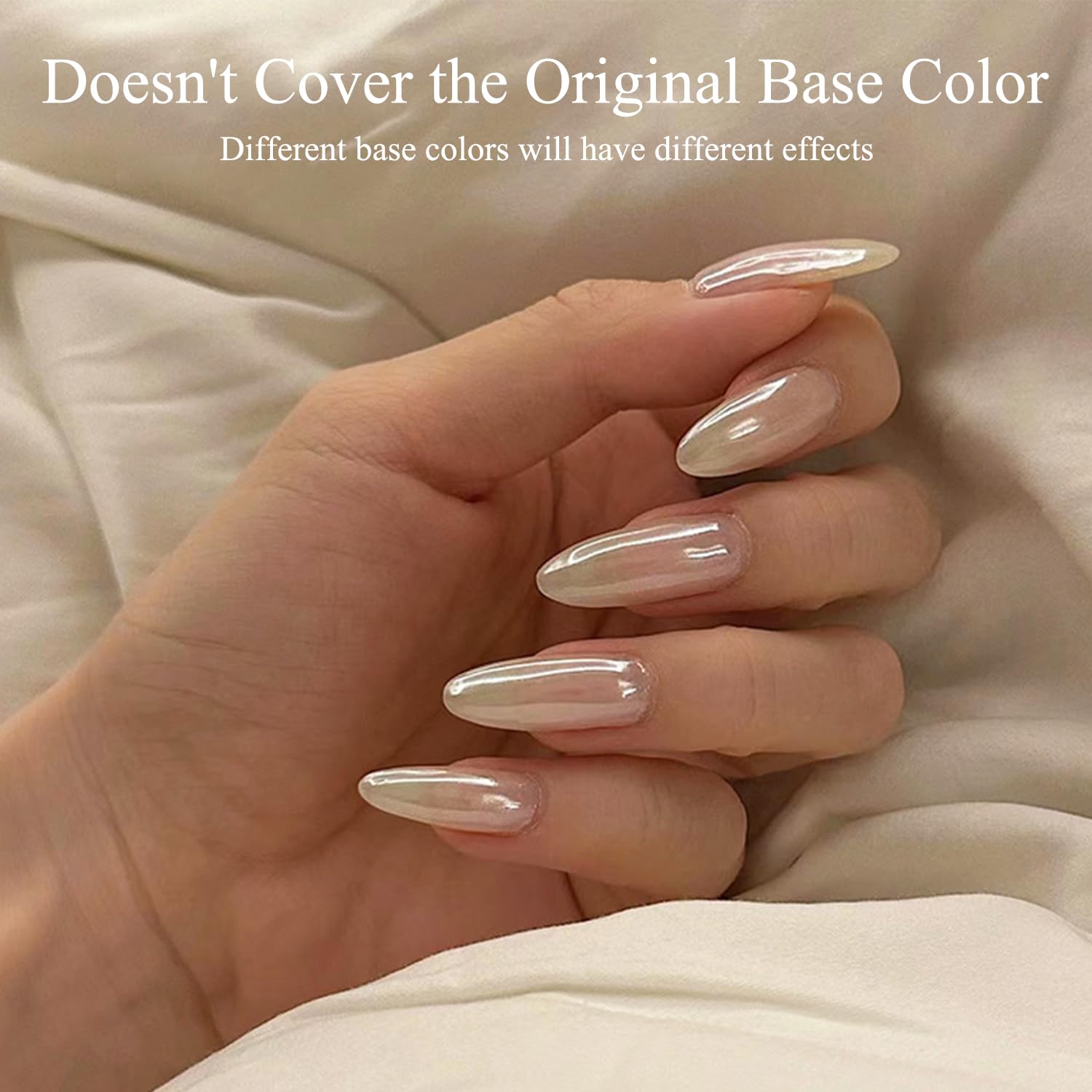 Applying Lokby transparent mirror effect powder to nails