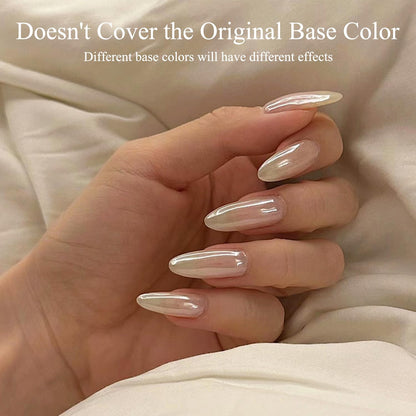 Applying Lokby transparent mirror effect powder to nails