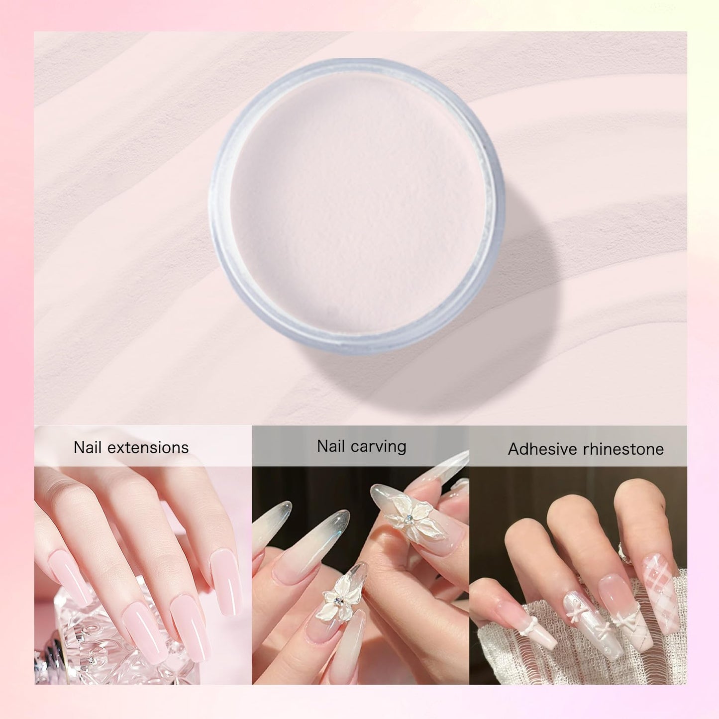 Creaglam petal pink polymer jar for DIY nail carving