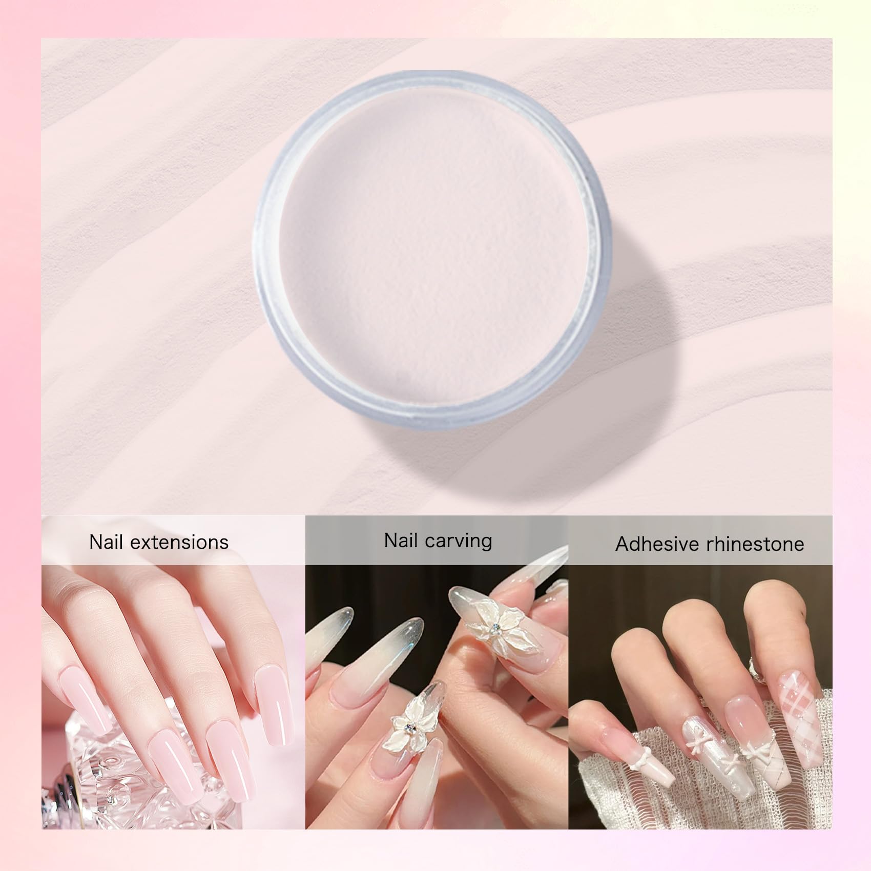 Creaglam petal pink polymer jar for DIY nail carving