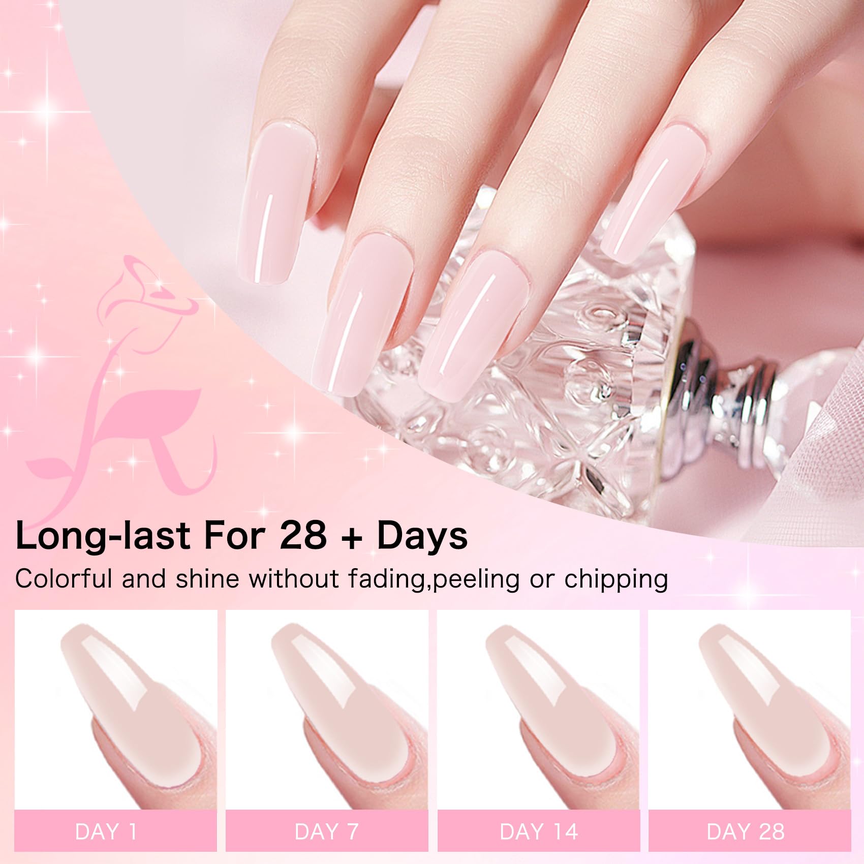 Creaglam acrylic powder texture and petal pink shade