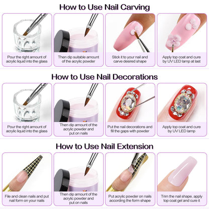 Set of acrylic nail tools with Torokom powder