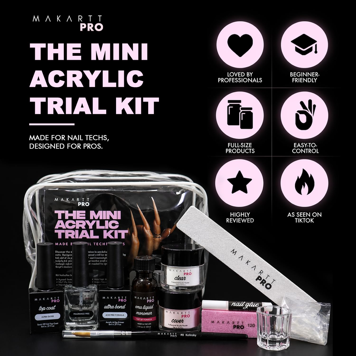 MakarttPro acrylic powder containers and nail essentials