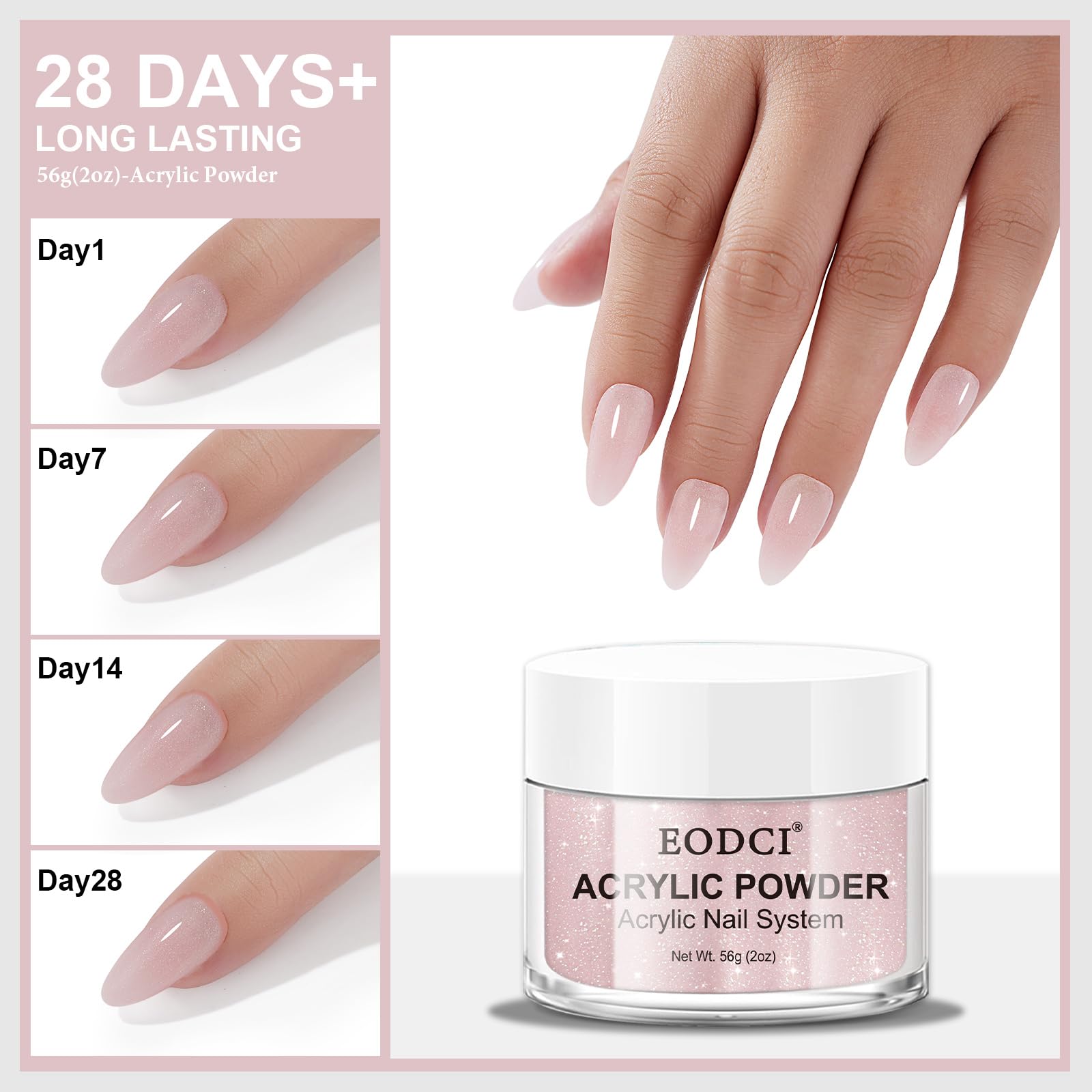 Professional Eodci glitter pink acrylic nail sculpting powder