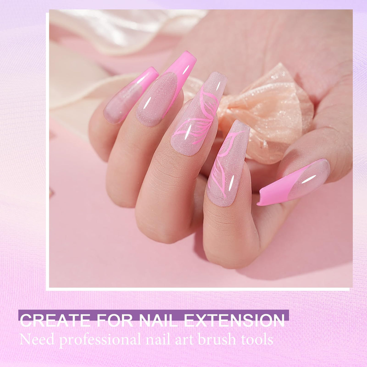 Eodci glitter pink acrylic powder set up for salon nail art