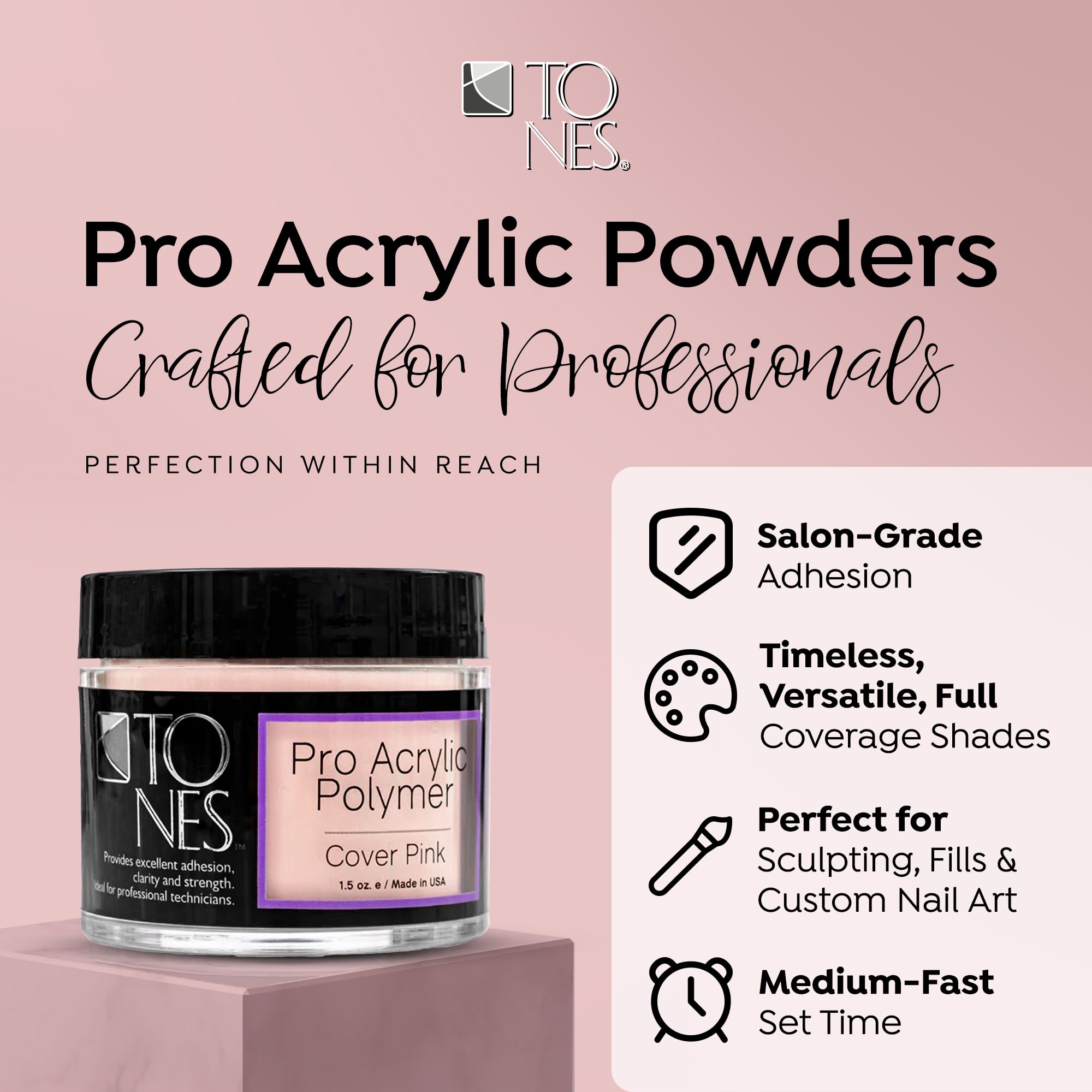 Tones salon quality acrylic polymer soft nude pink shade texture