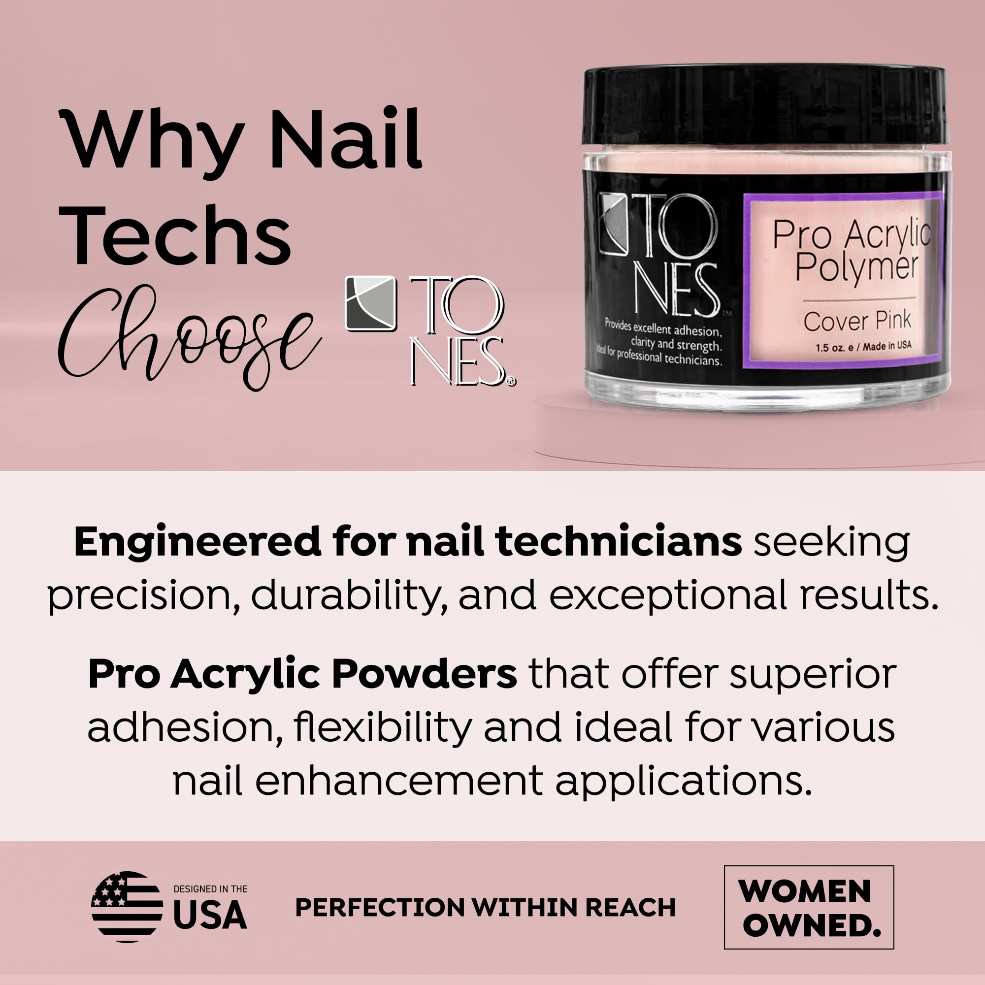 Tones Cover Pink professional nail bed coverage polymer jar