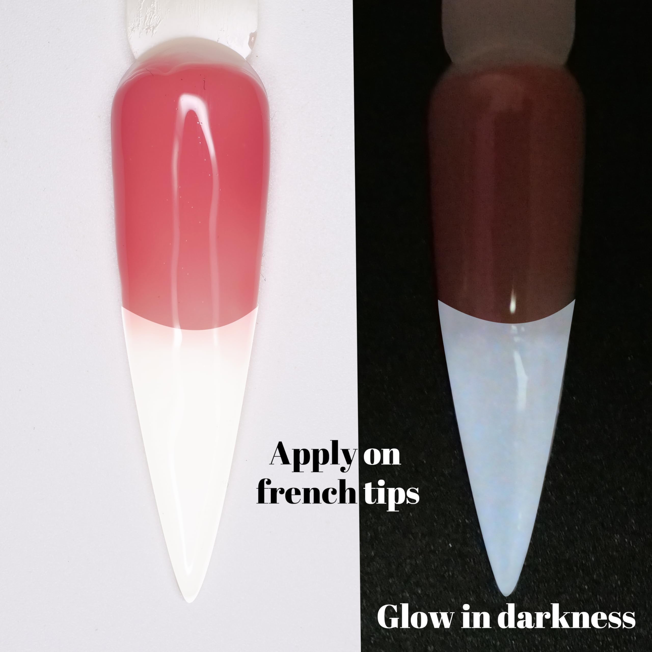 Acrylic nails showing milky white finish in daylight
