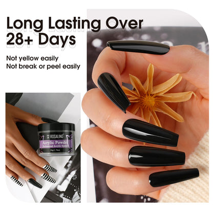 Natural air-drying black acrylic nail extensions