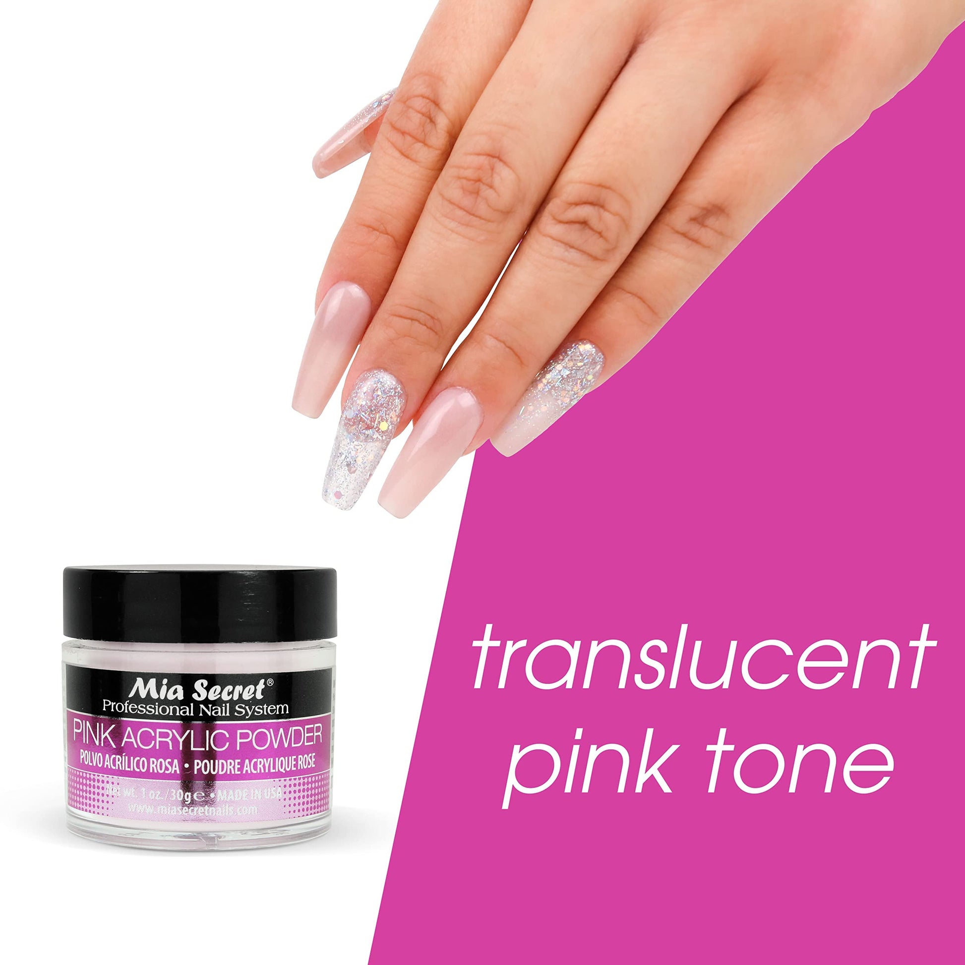 Mia Secret professional acrylic system pink powder for nail extensions