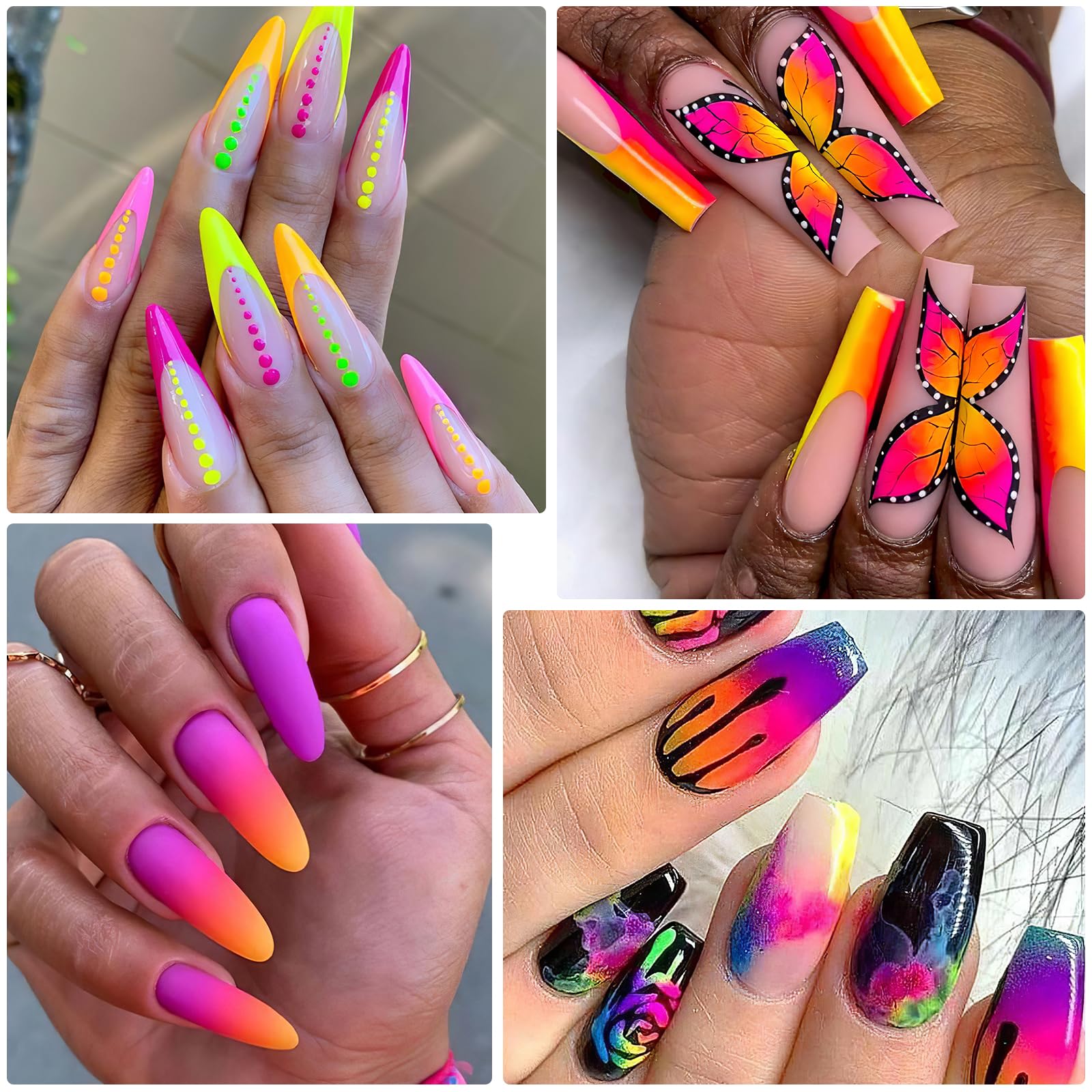 Dudustrong pigment powder being used for gradient acrylic nail art
