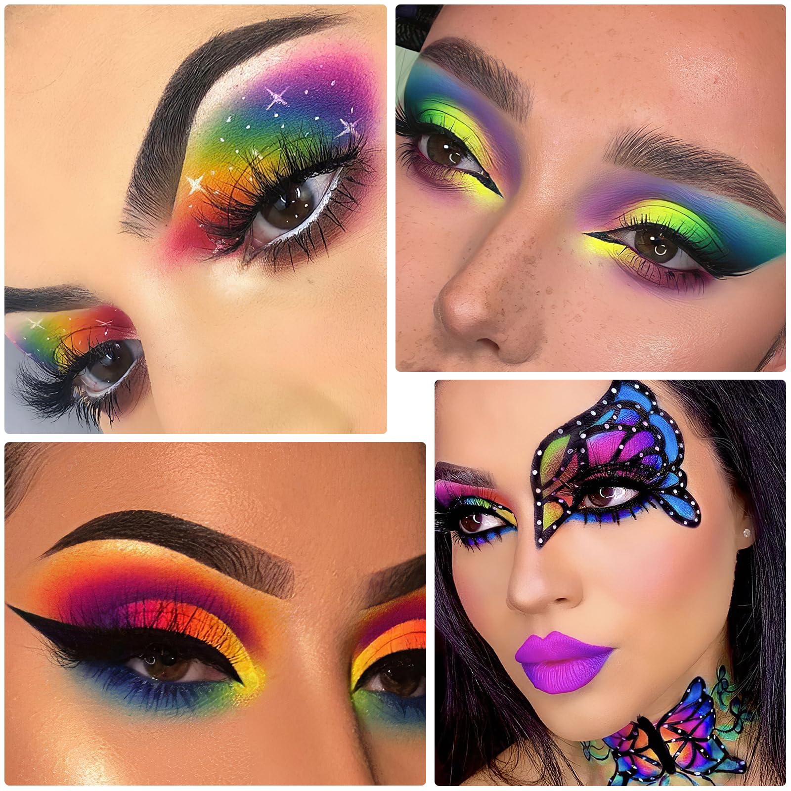 Application of Dudustrong neon pigment as creative eyeshadow makeup