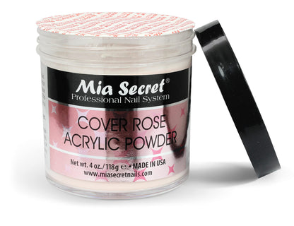 Mia Secret Cover Rose non-yellowing acrylic polymer jar showcasing official USA manufacturing origin.