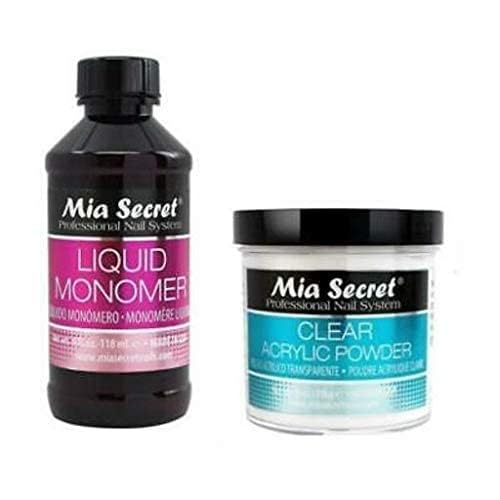 Mia Secret professional four ounce liquid monomer bottle showing product instructions.