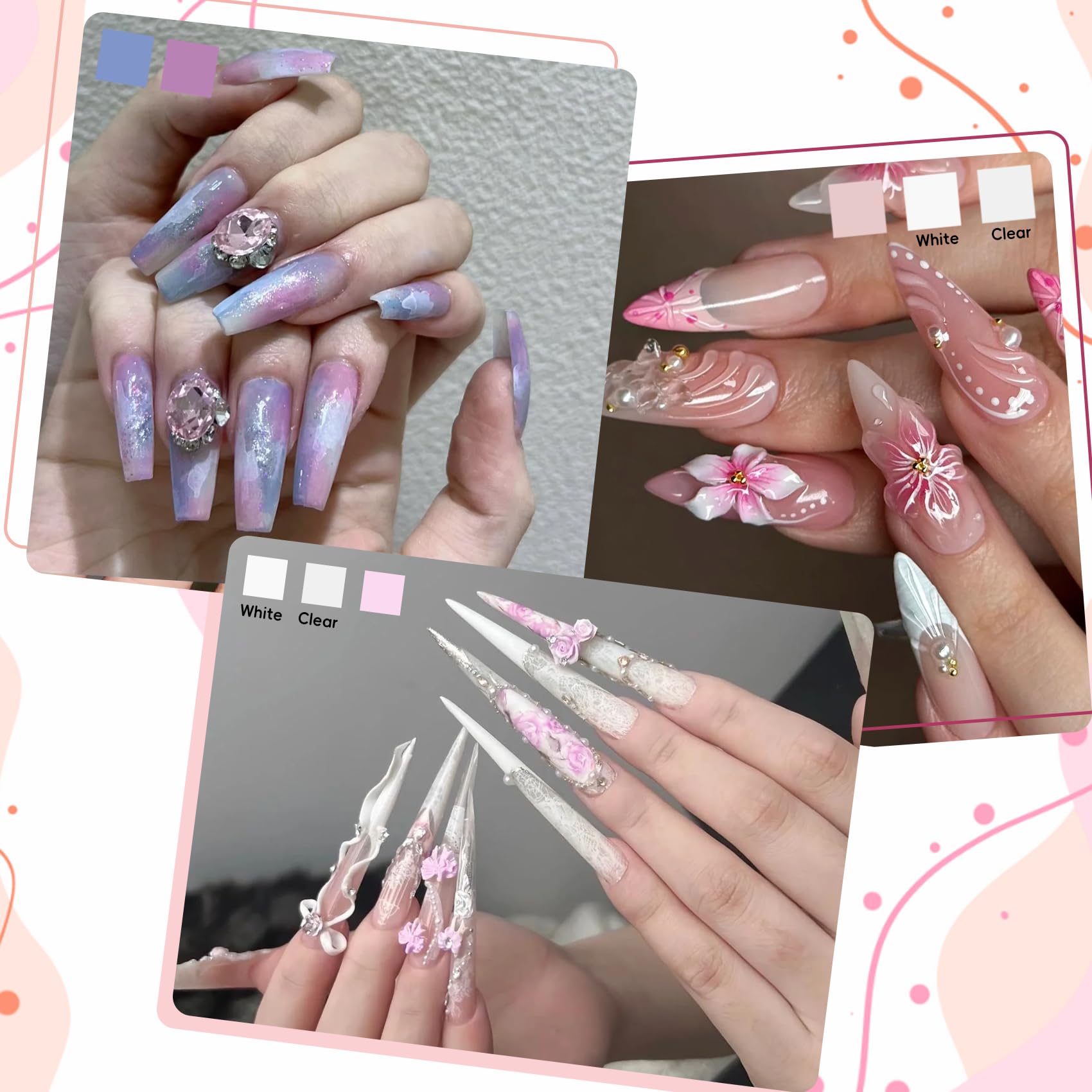 Top view of 16 piece acrylic powder set for nail extensions