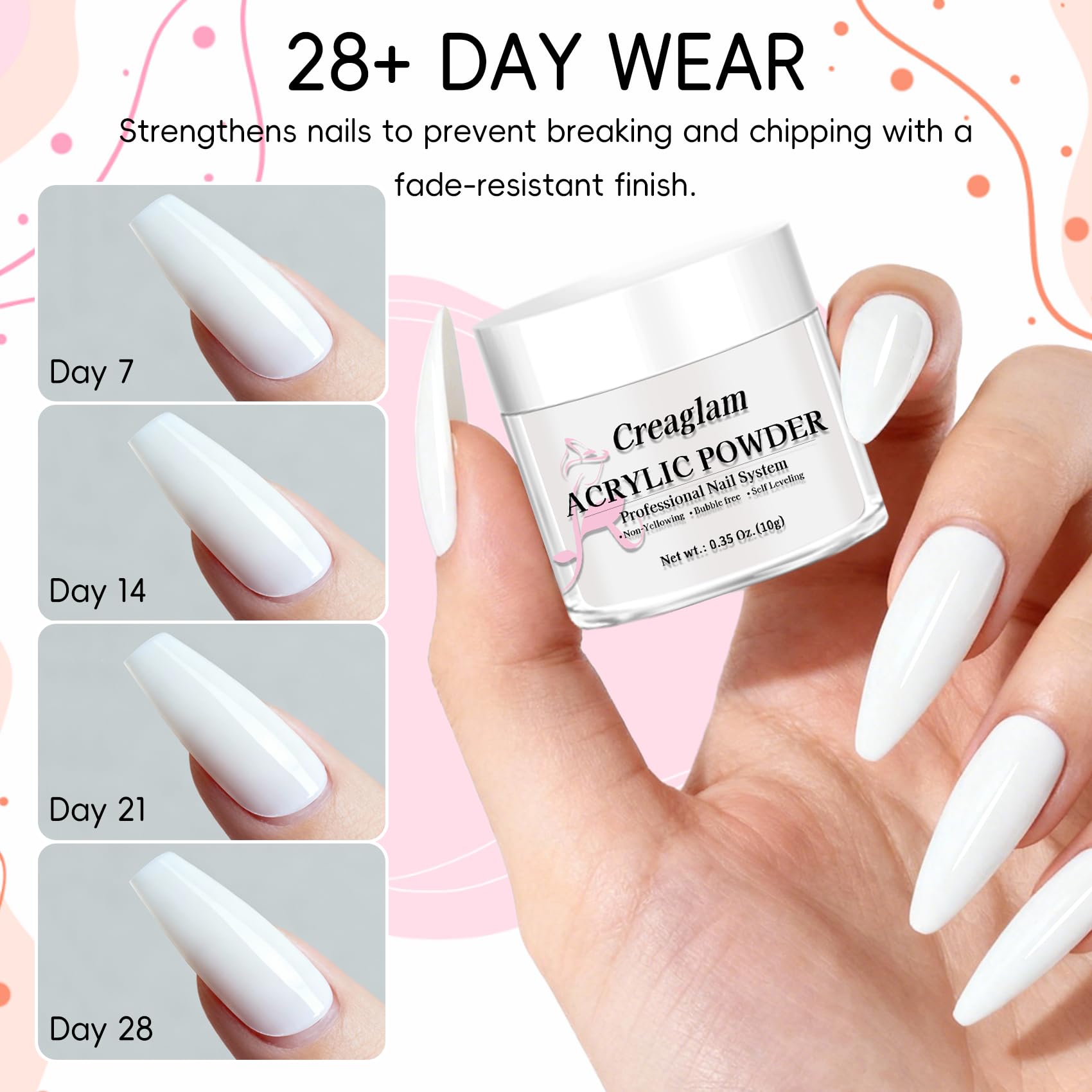Detailed view of nail art tools included in the acrylic set