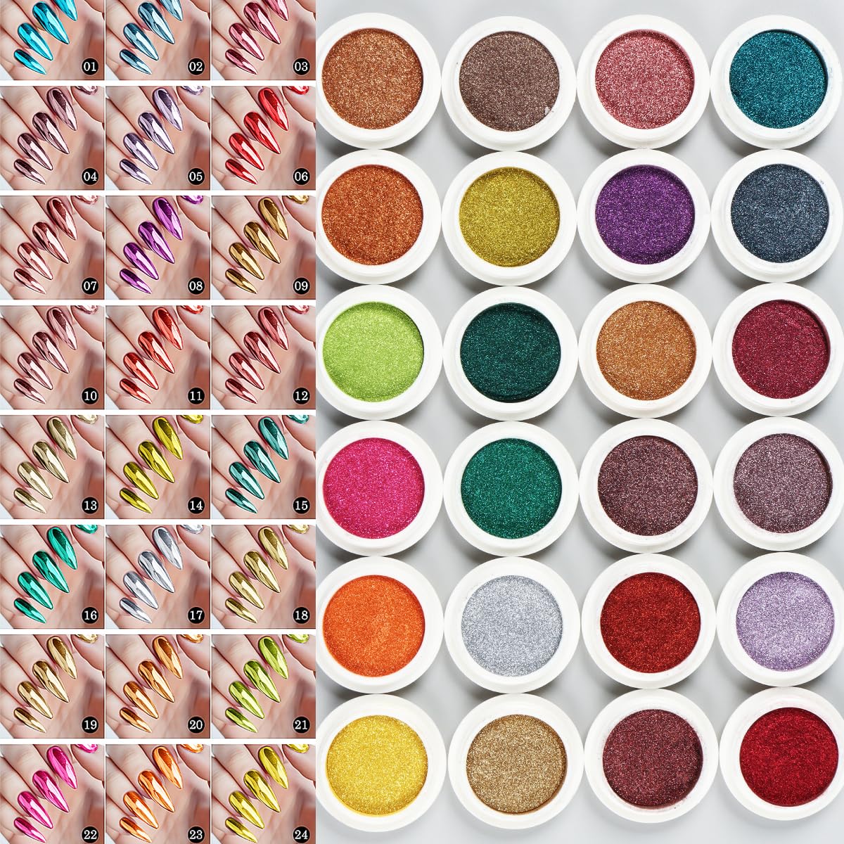 Sutozmiwe metallic mirror effect pigment jars collection