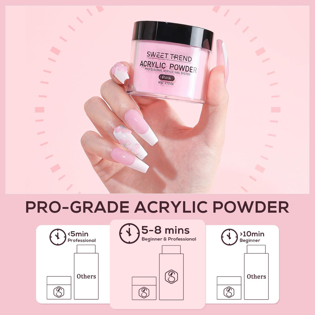 Close up of Sweet Trend 60 gram acrylic nail powder containers