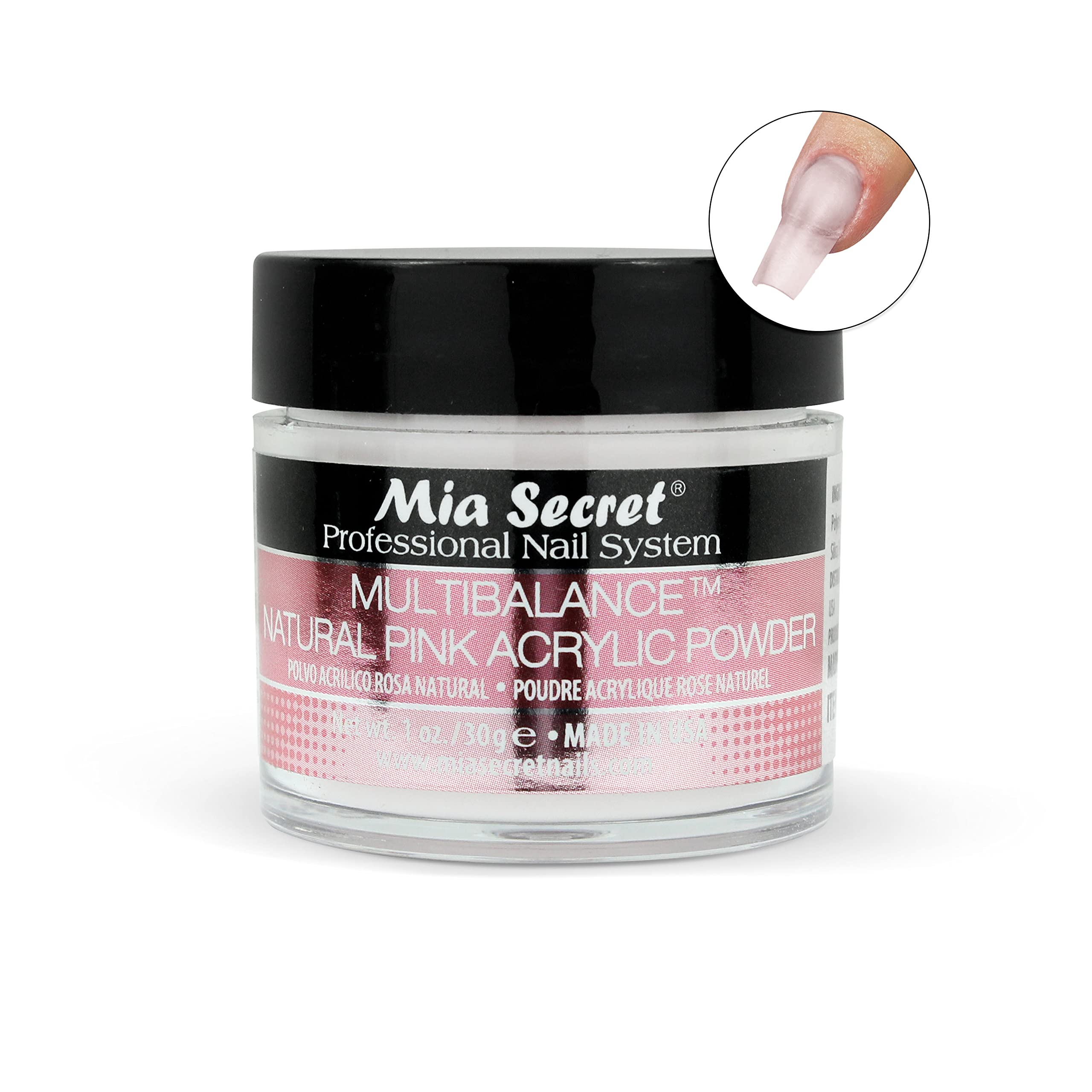 Mia Secret 1 Ounce Natural Pink acrylic jar side view