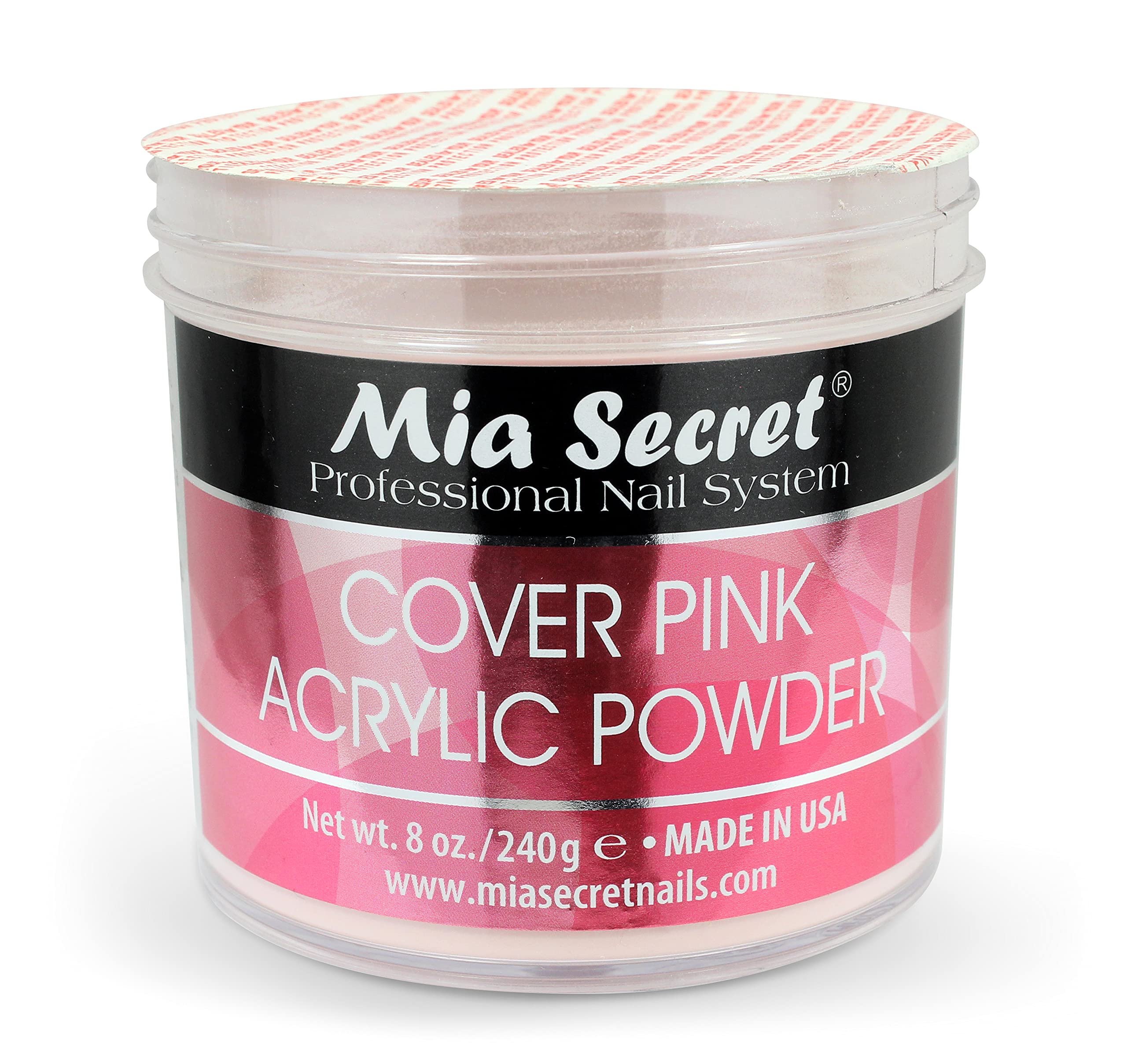 Mia Secret acrylic powder jar lid and label detail