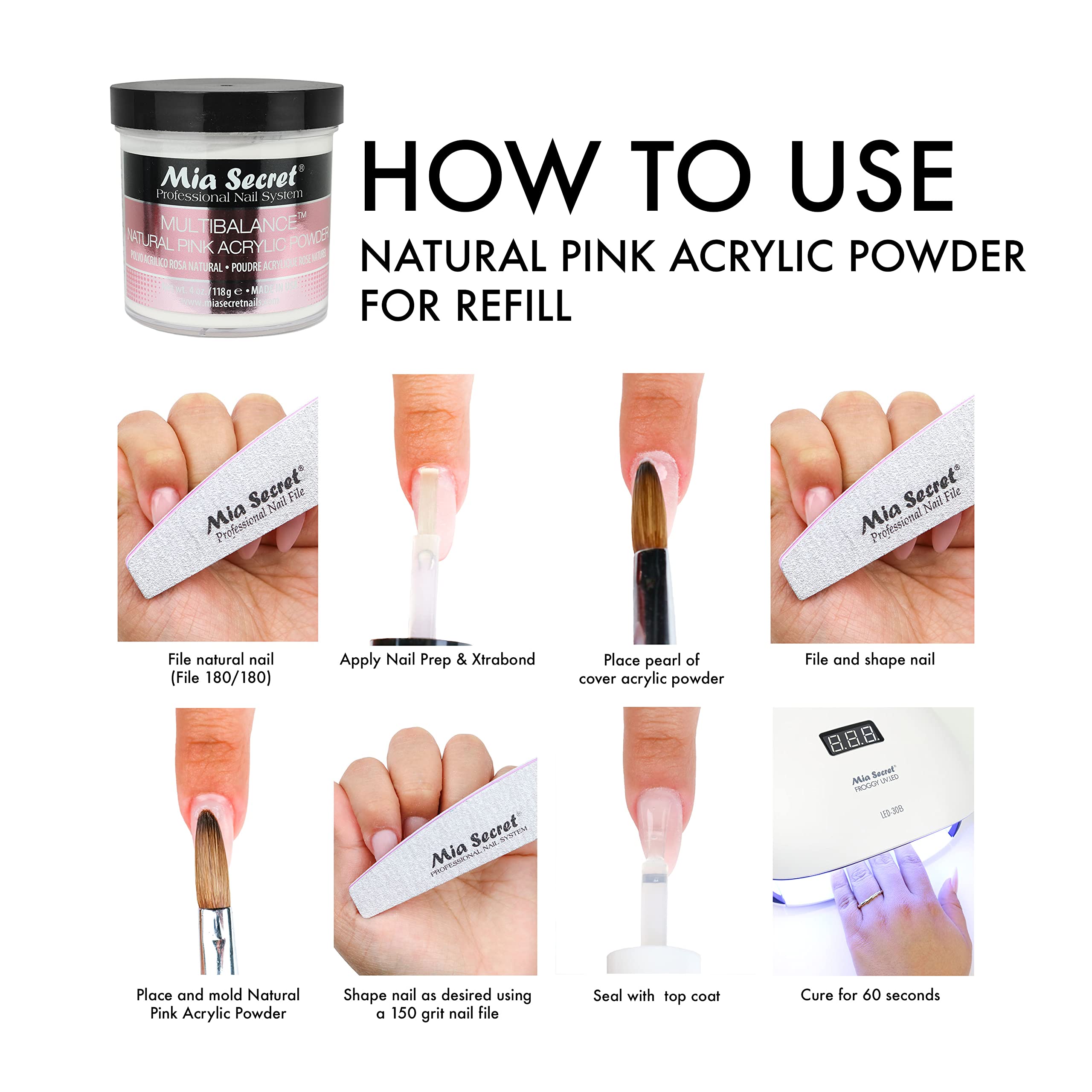 Professional nail application with Mia Secret pink acrylic powder