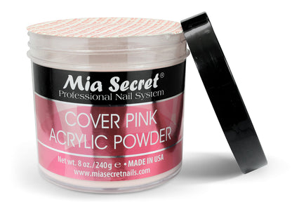 Side profile of Mia Secret 8 Ounce cover pink powder container
