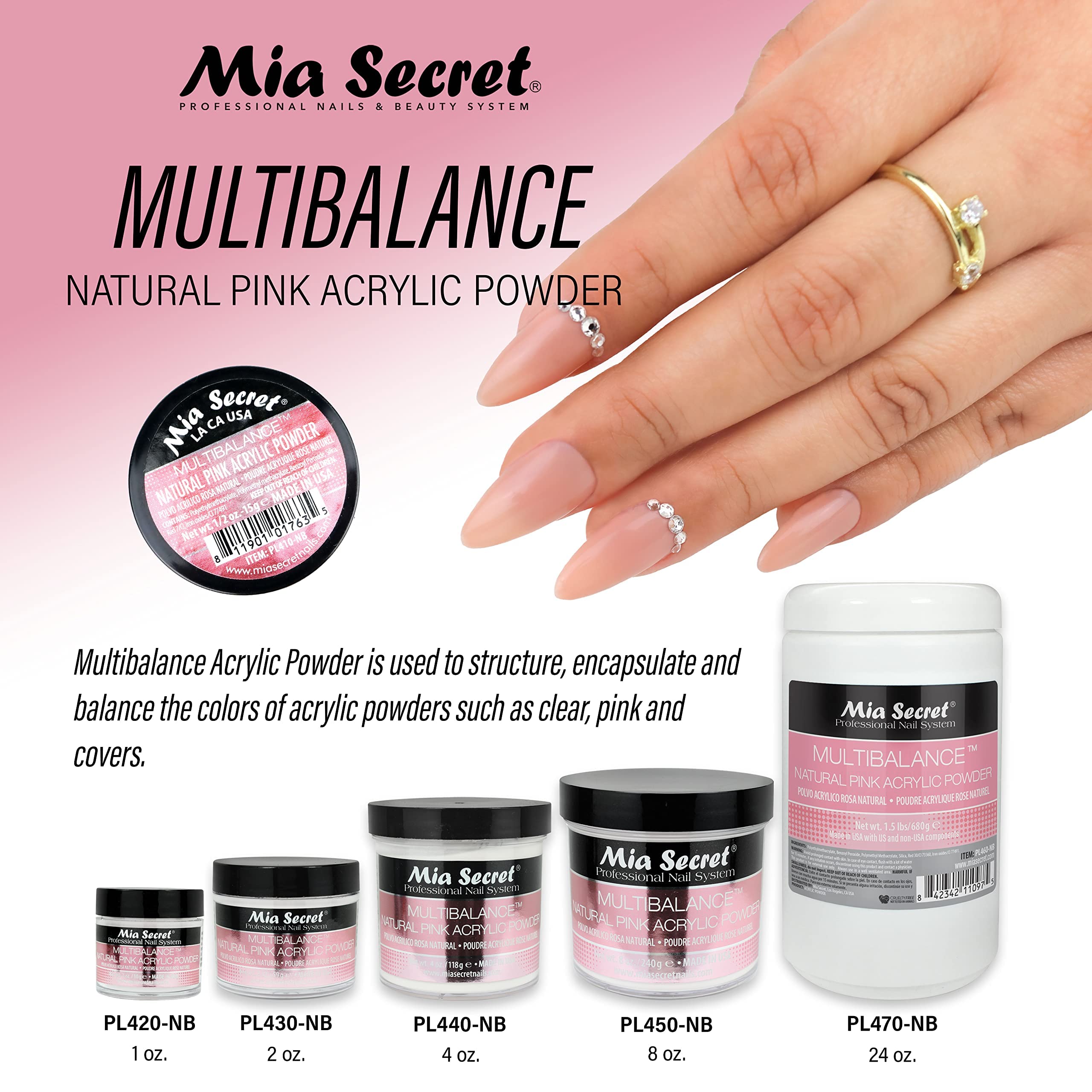 Texture of Mia Secret Multibalance Natural Pink acrylic polymer