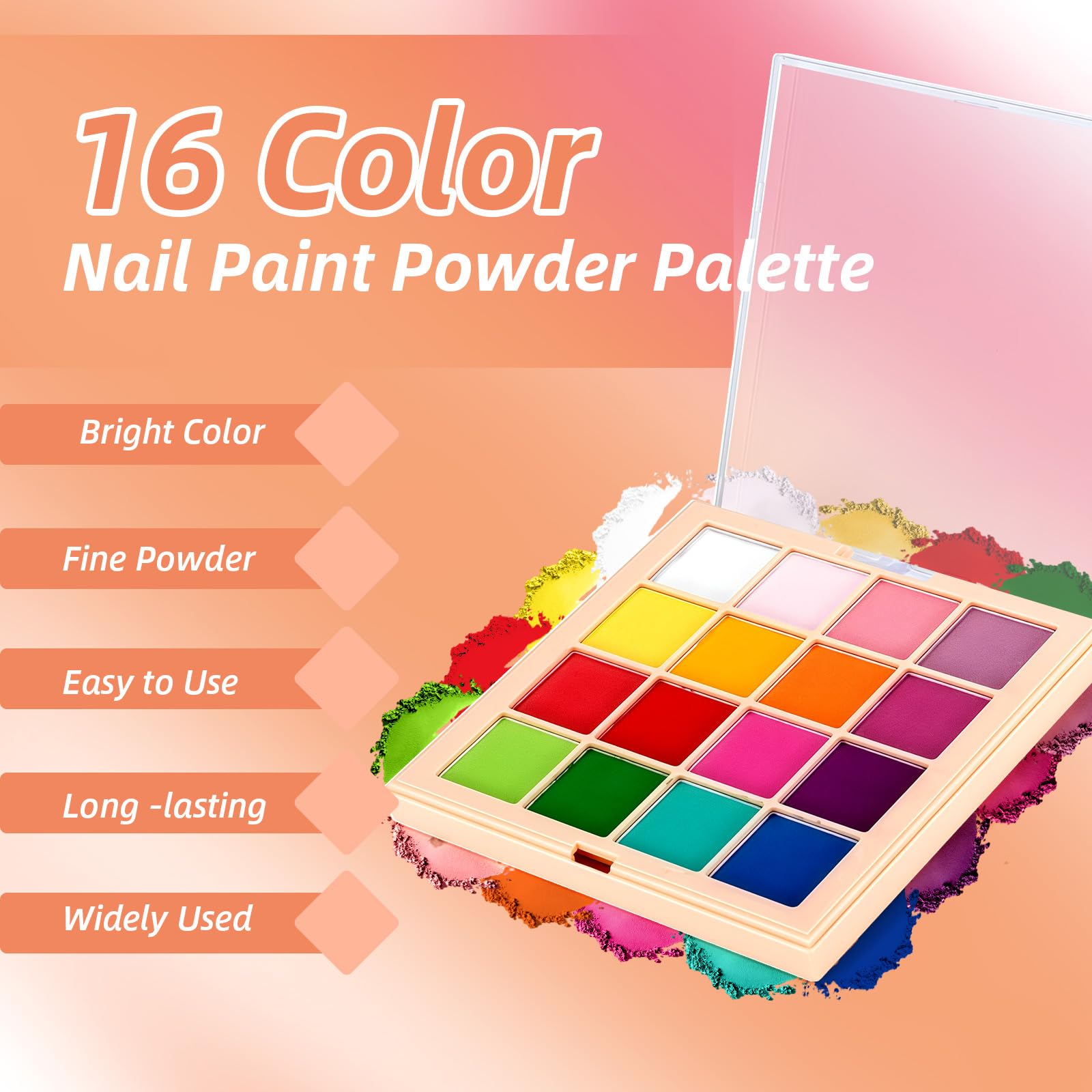 Close up view of U-Shinein 16 color ombre nail art kit