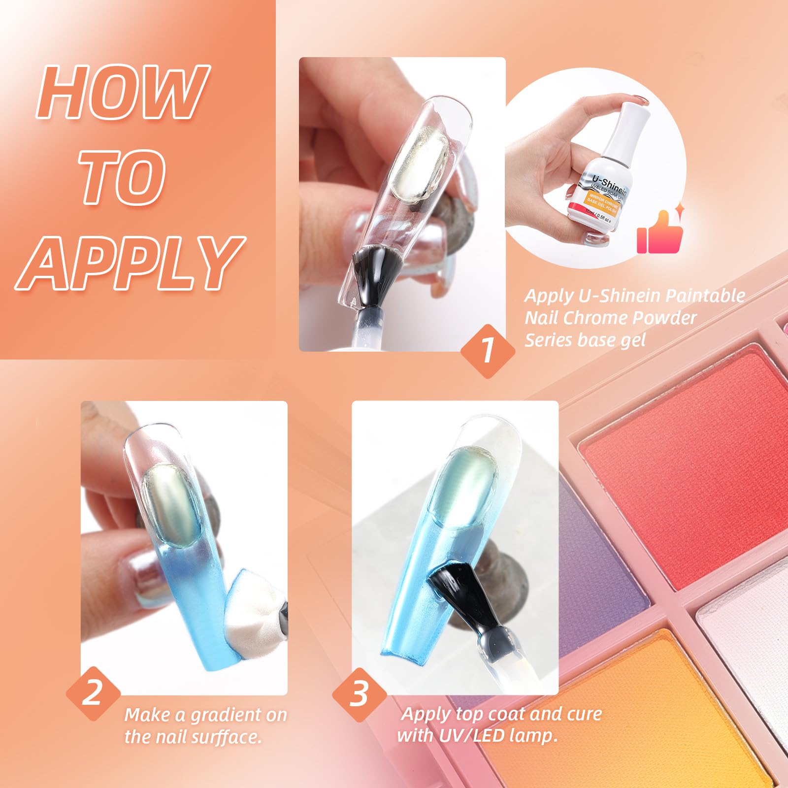 U-Shinein nail art kit with 100 applicator sponges and metal tool