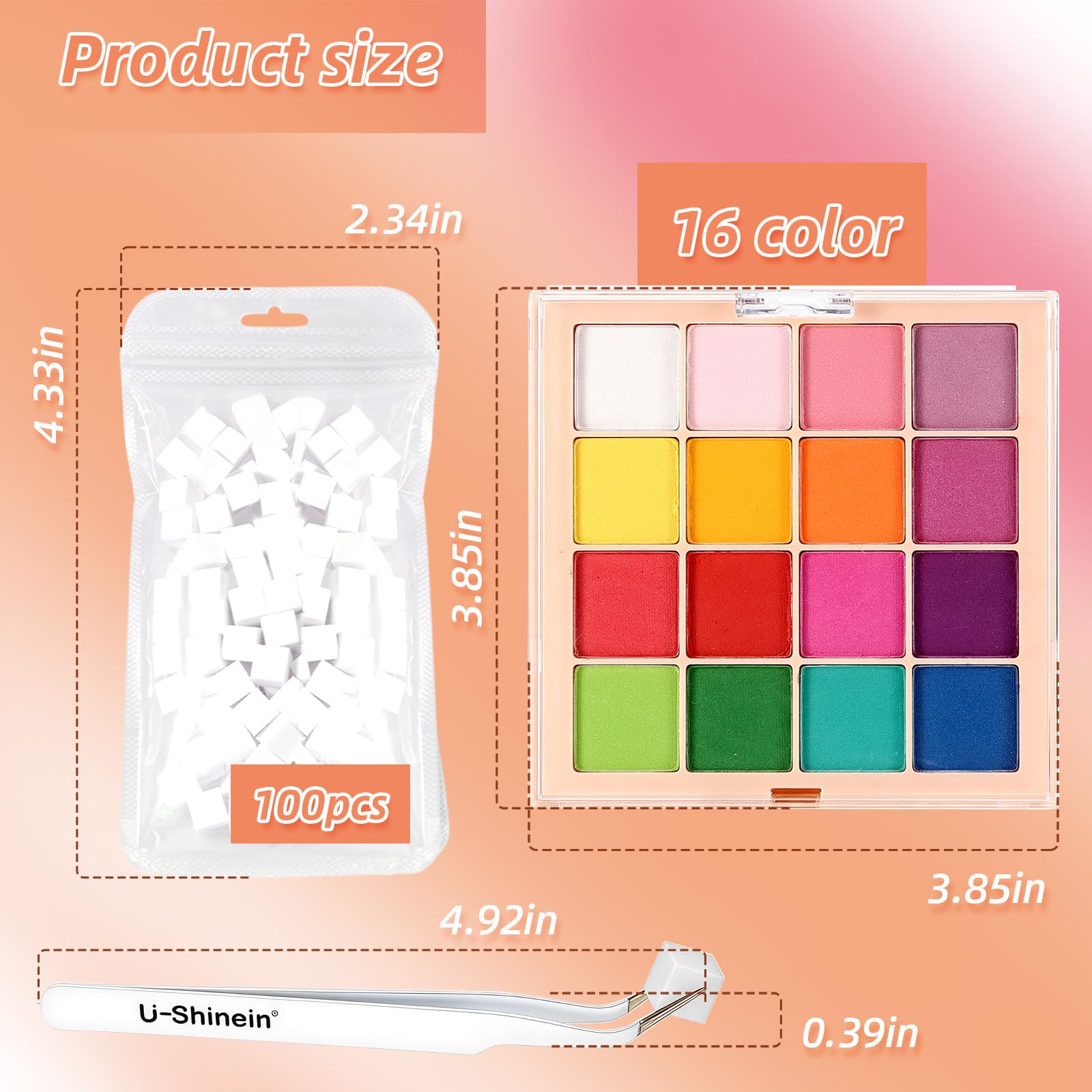 Top view of professional U-Shinein solid nail powder palette