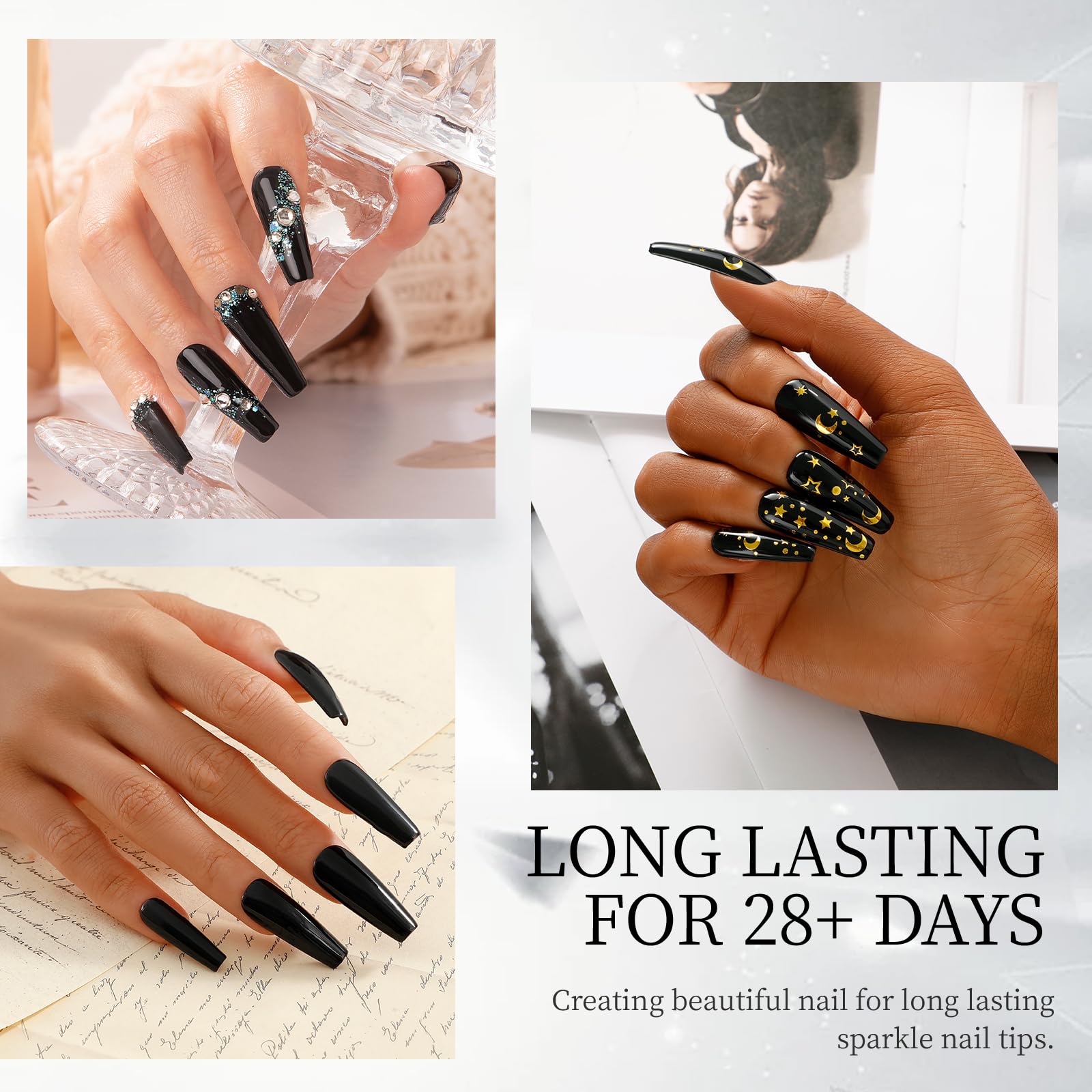 Black acrylic nail powder for 3D sculpting and nail art