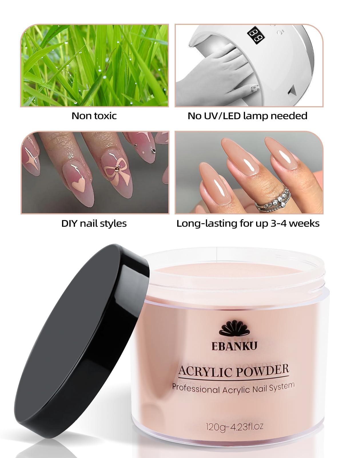 Professional Ebanku acrylic nail extension powder jar