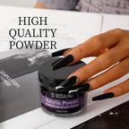 Air-cured black acrylic nail extensions showing glossy finish and durability
