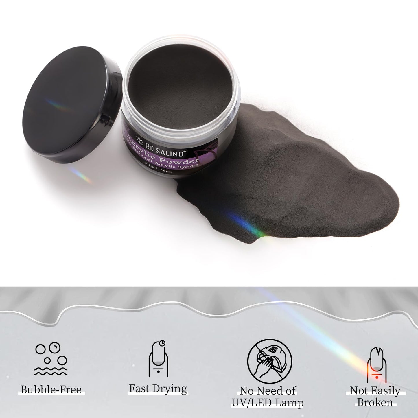 Professional nail technician using Rosalind black acrylic powder