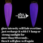 Acrylic nail extensions created using Oumisaya glow powder