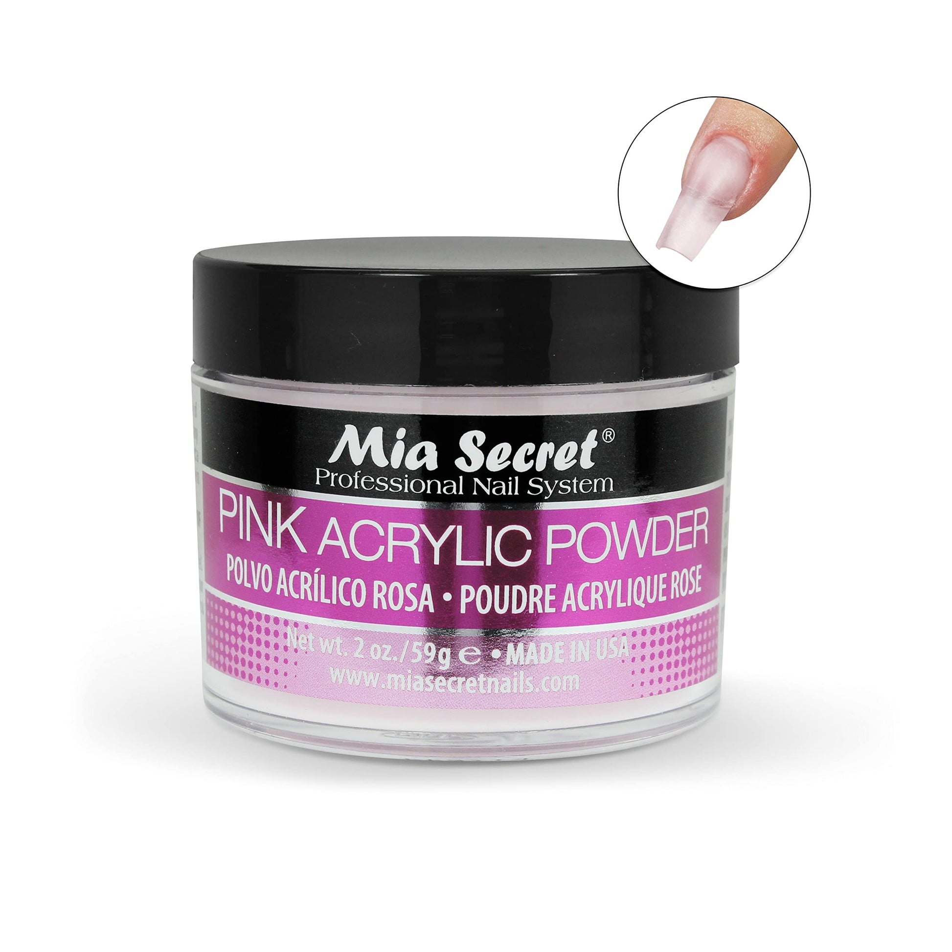 Nonyellowing selfleveling acrylic extension powder jar by Mia Secret.