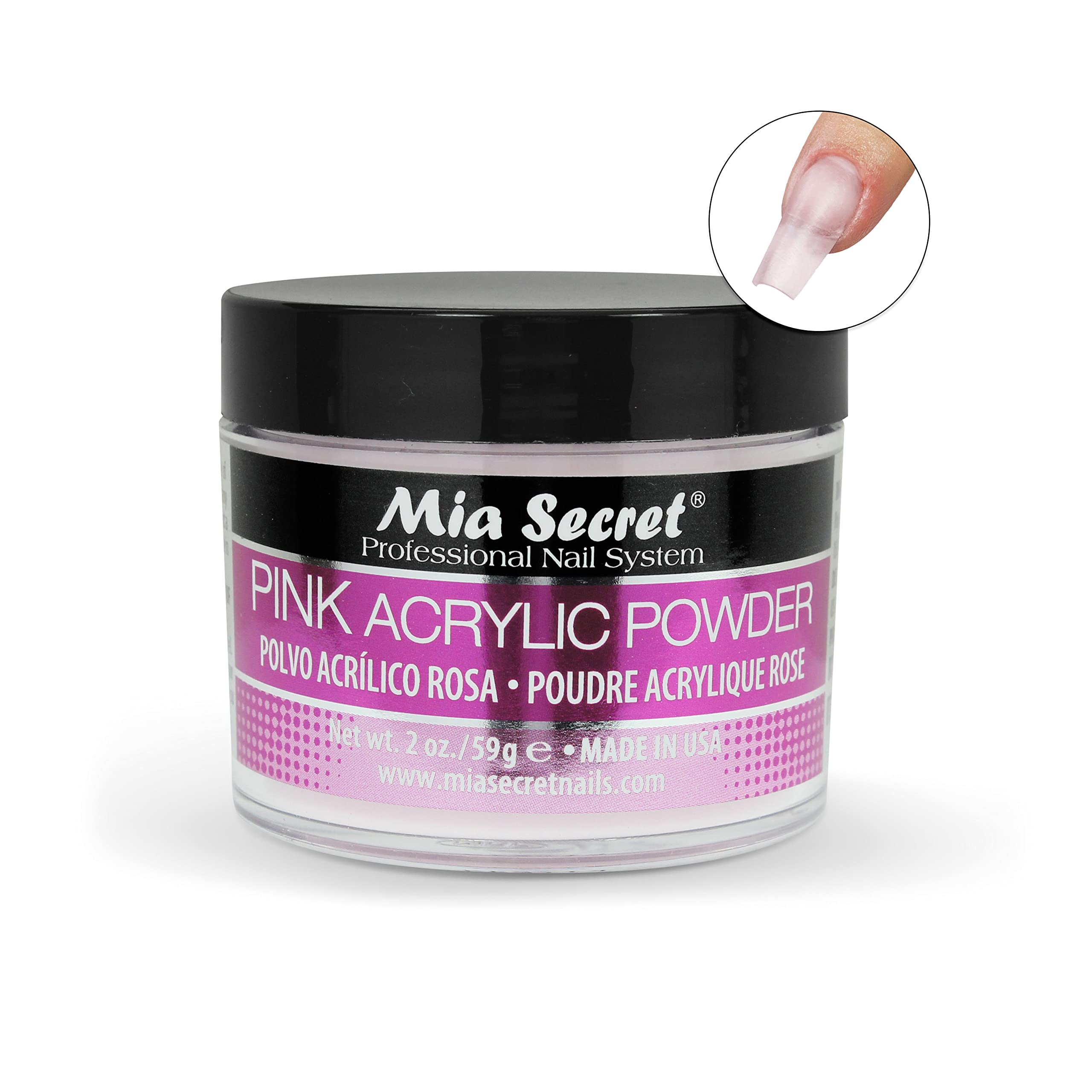 Nonyellowing selfleveling acrylic extension powder jar by Mia Secret.