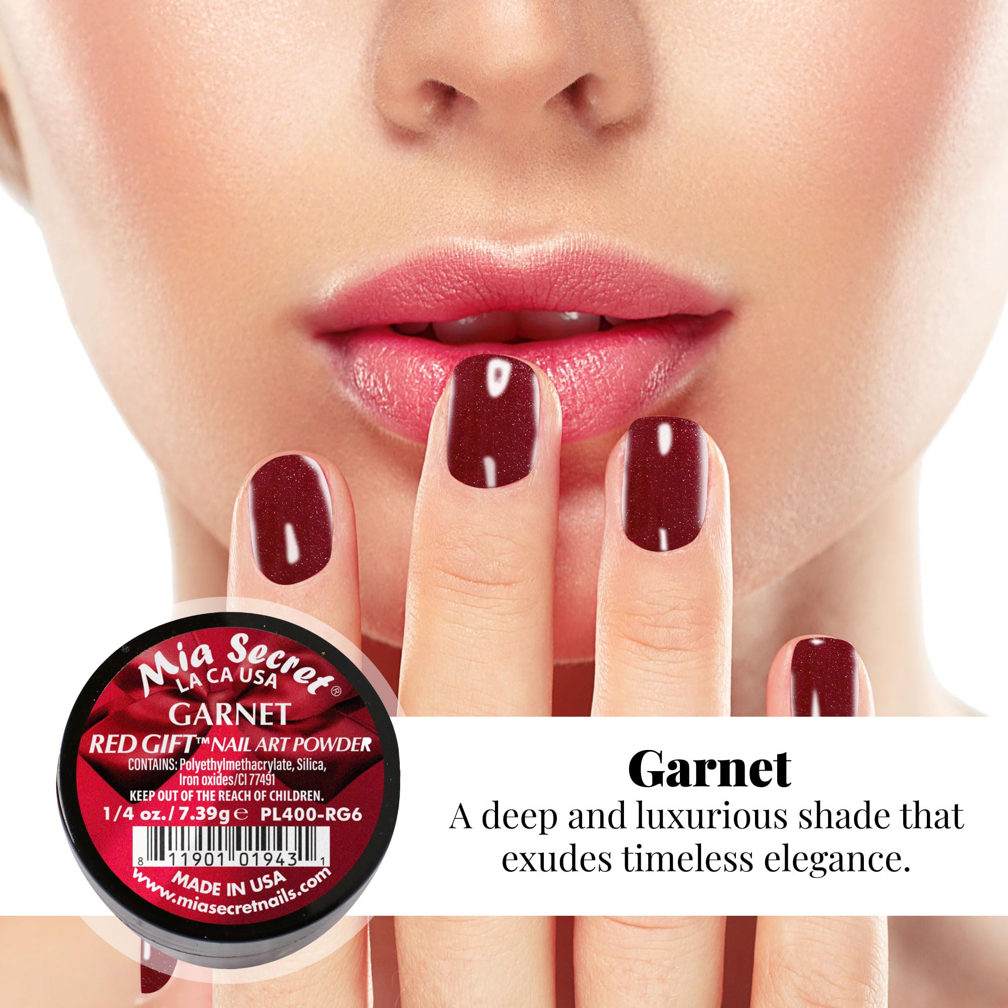 Top view of Mia Secret 6 piece red acrylic powder set