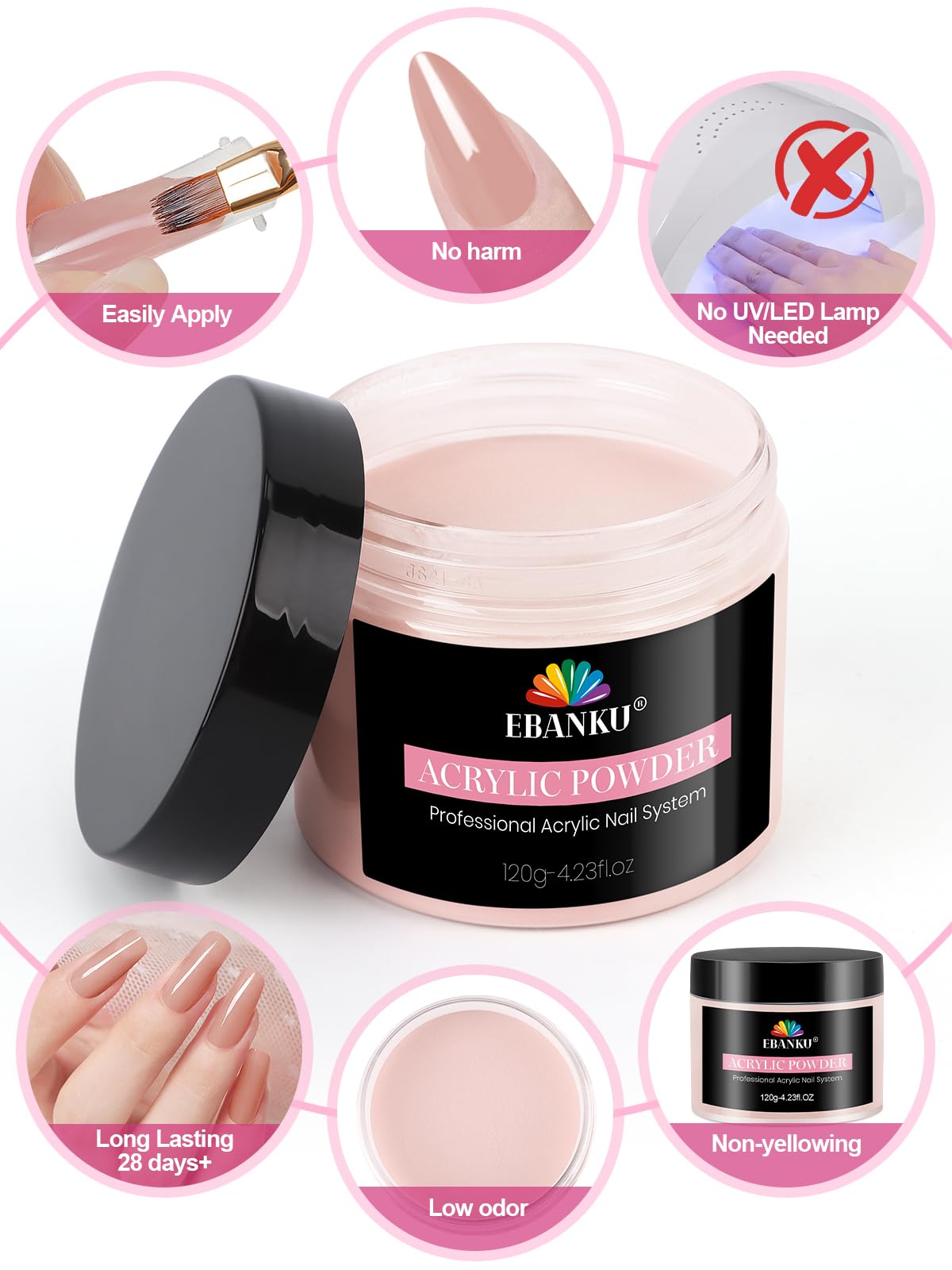 Close up of crystal transparent texture of Ebanku acrylic nail powder