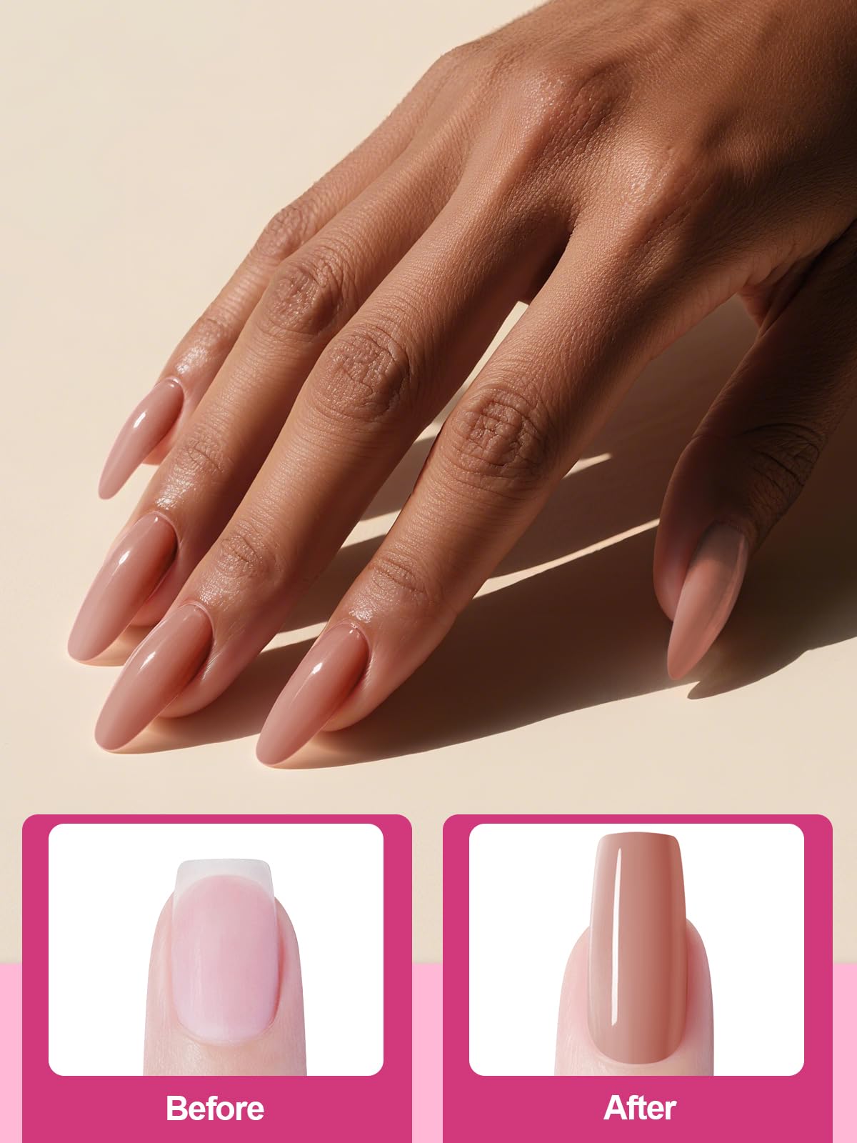 Application of Ebanku clear acrylic powder for French manicure