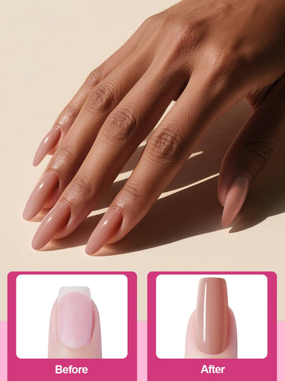 Application of Ebanku clear acrylic powder for French manicure
