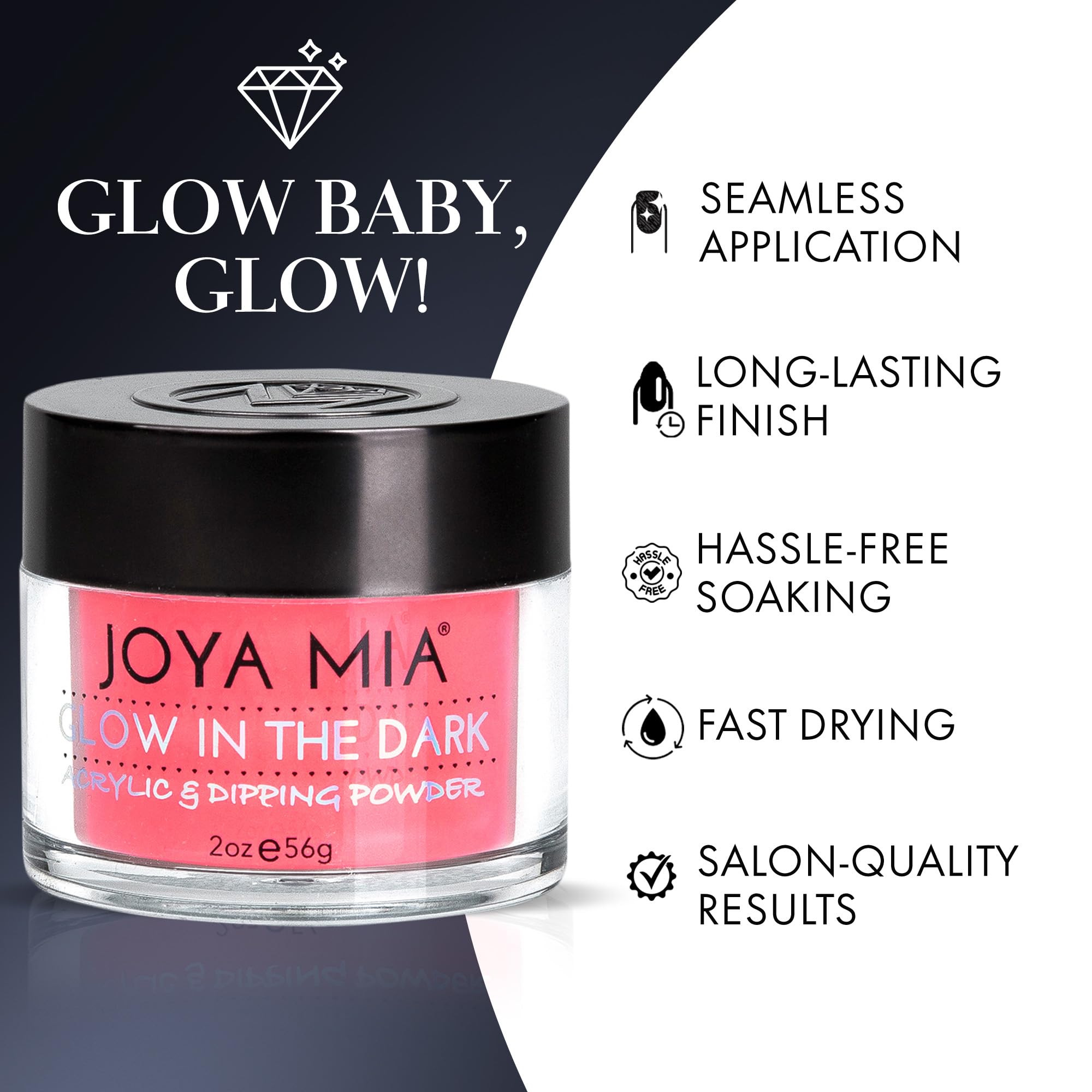 Professional nail application using Joya Mia glow powder