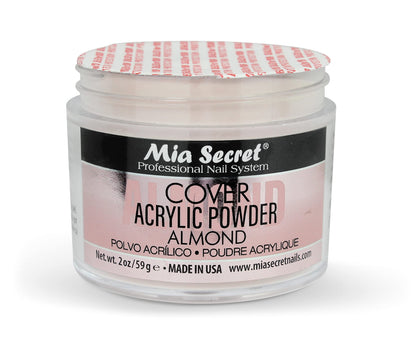 Side view of Mia Secret Acrylic Powder Cover Almond jar