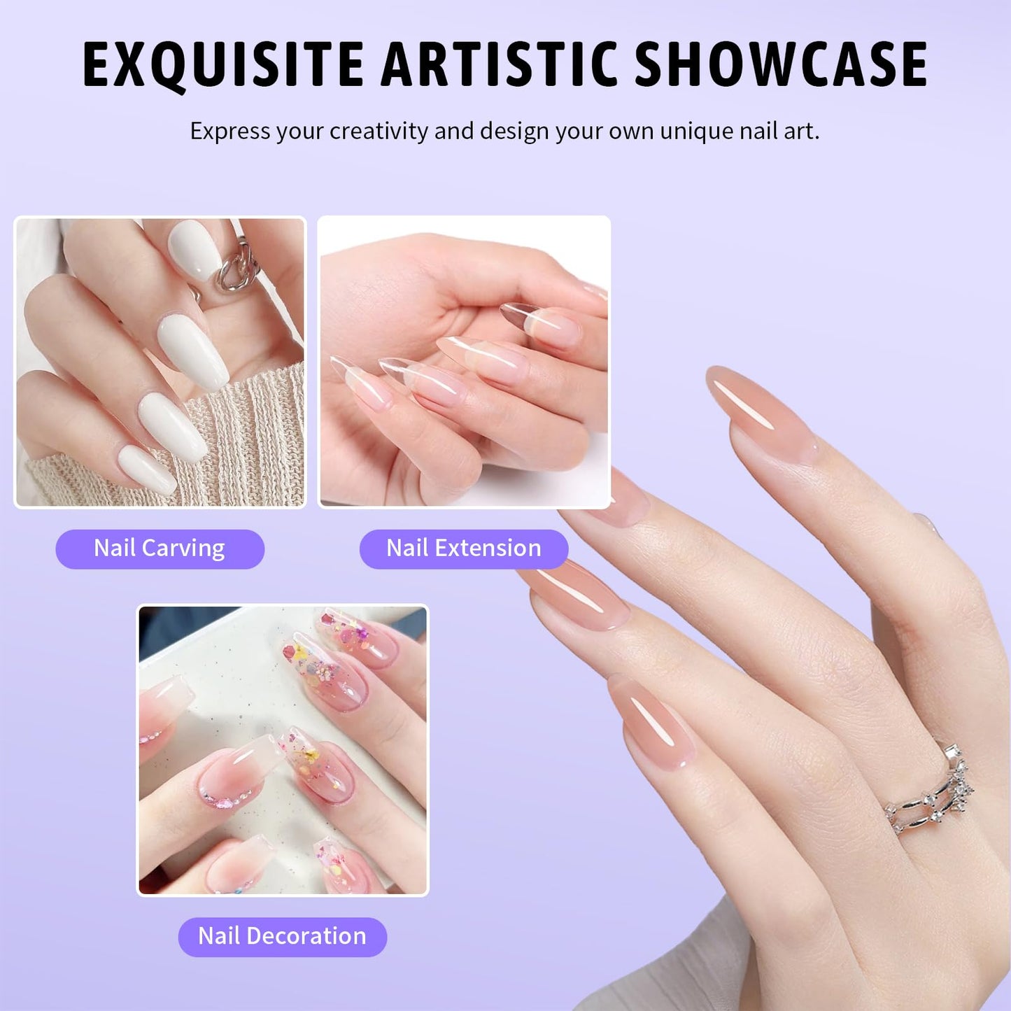 Application of Hotolove acrylic powder for nail extensions
