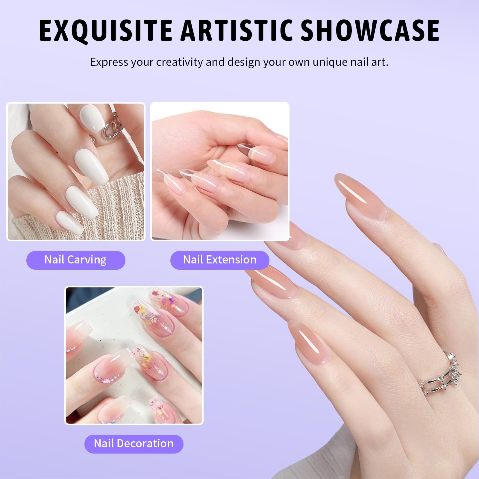 Application of Hotolove acrylic powder for nail extensions
