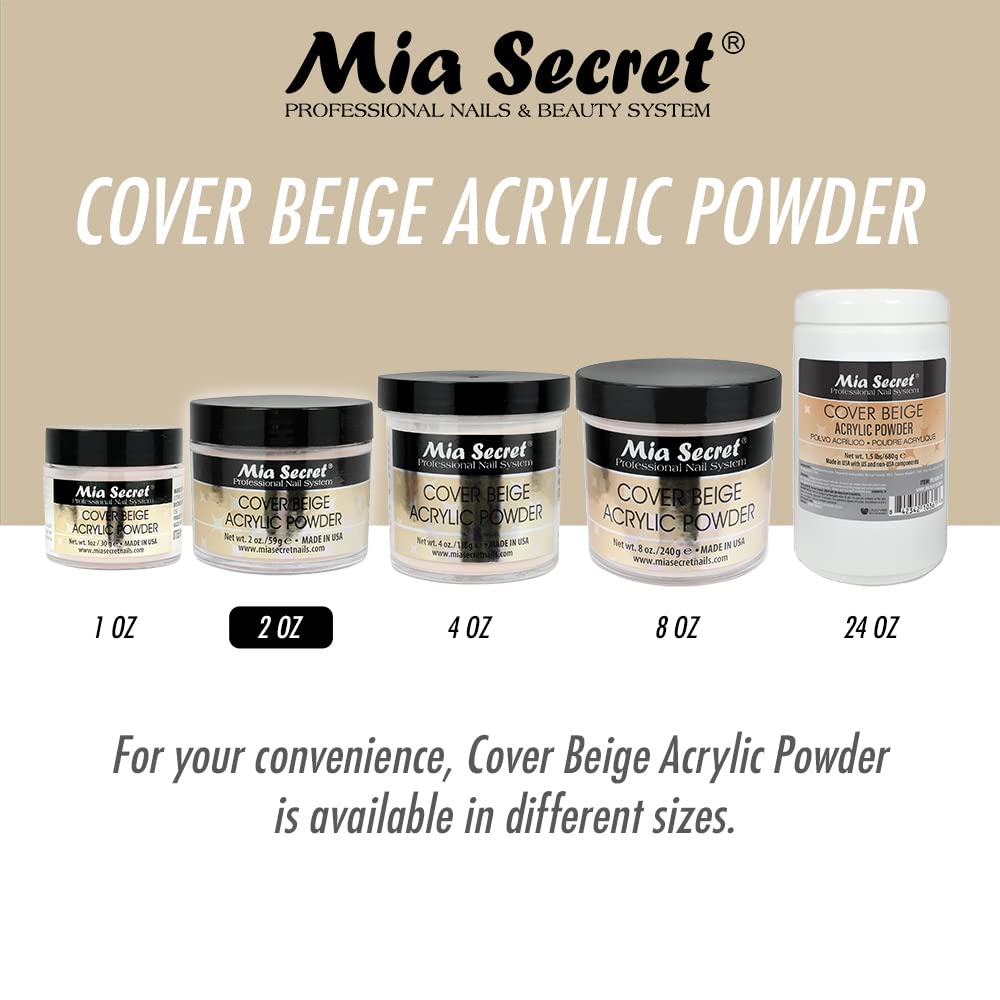 Mia Secret cover beige acrylic powder lifestyle display
