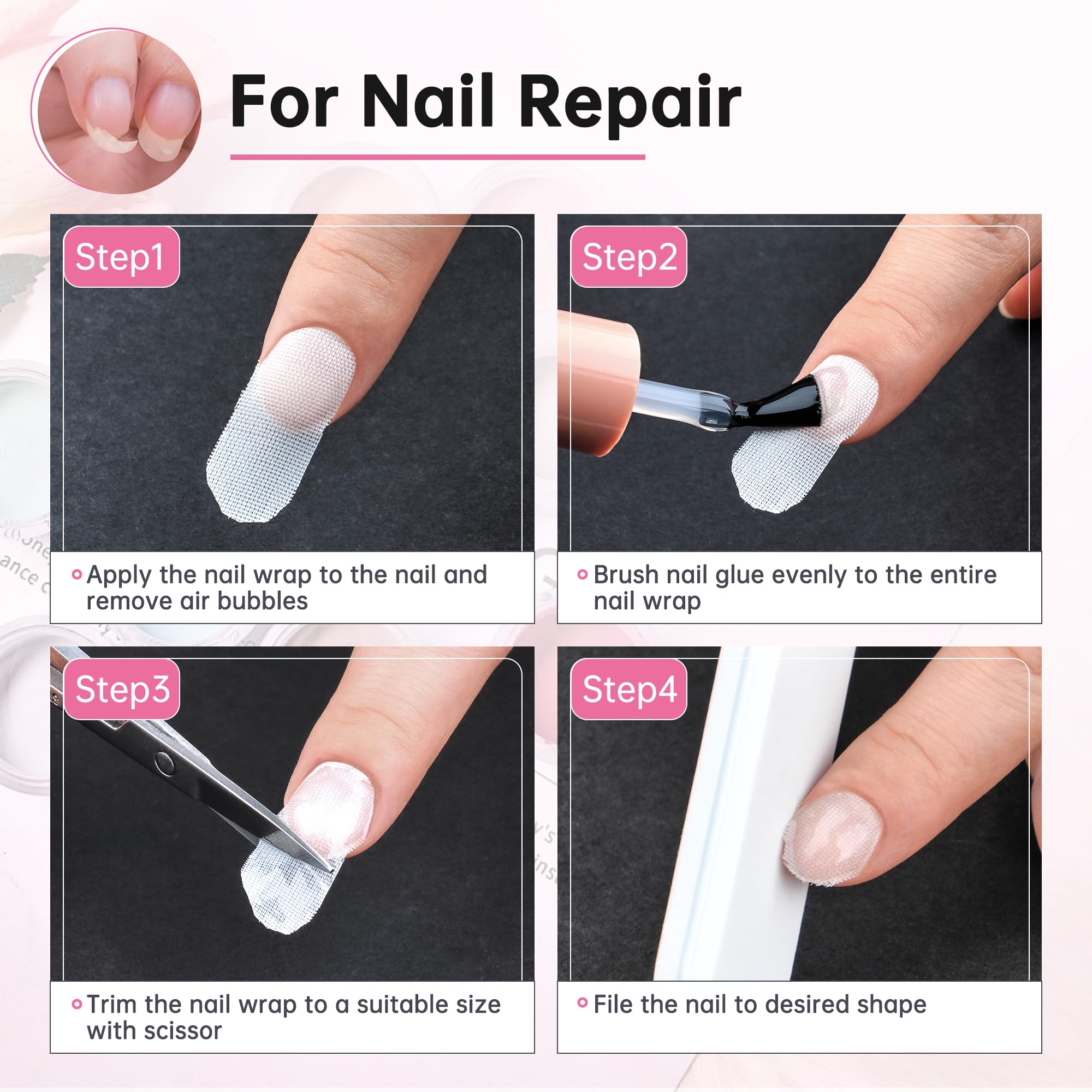 Chrontier silk nail wrap dispenser roll showing the white self adhesive tape texture.